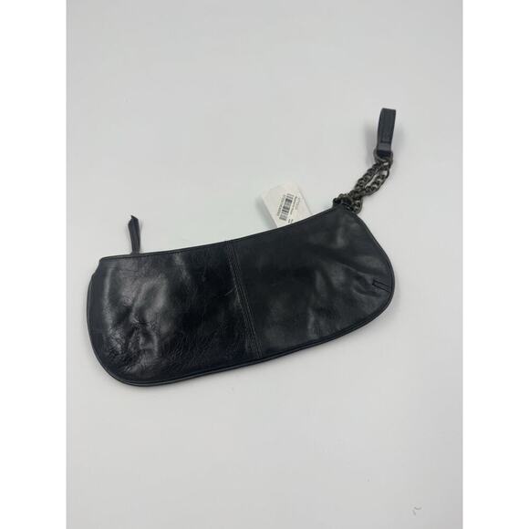 Fossil Vtg Y2K Black Leather studded Butterfly Embroidered Wristlet Clutch Purse - Picture 2 of 6